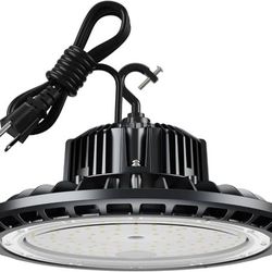new LED High Bay Light 150W 5000K, High Bay LED Lights 21,000LM(600W MH/HPS Eqv.),UFO Lamp with Plug, Hanging Hook, Safe Rope, Lighting Fixtures for W