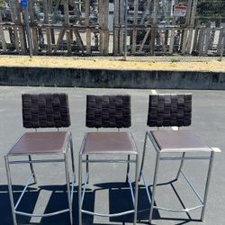3 leather bar stools