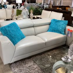 Beautiful Furniture Sofa And Loveseat On Sale Now For $799 Color White And Gray; Floor Model