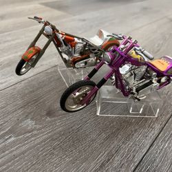 Mini diecast bikes west coast choppers great condition both for 10 dollars 