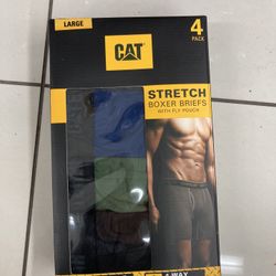NWT CAT Men’s Stretch Boxer Briefs 4 Pairs Size L