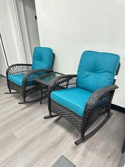 3pc Outdoor Patio Rocking Chair Set 