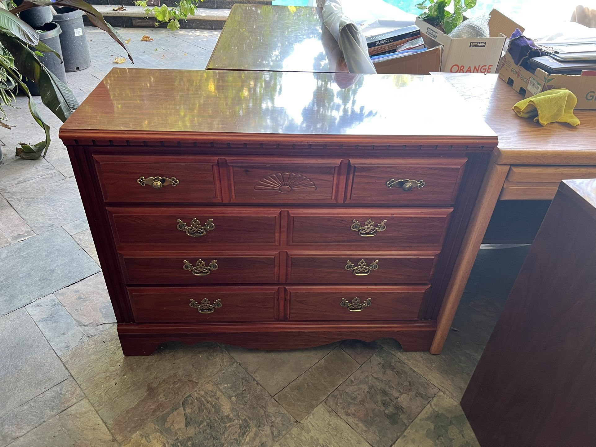 Elegant Mahogany 4- Drawer Wide Dresser – Great Condition