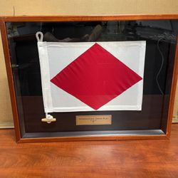 Wood Framed Shadow box International Signal Flag “F”