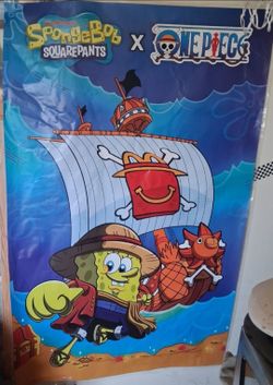 Rare 2026 55"x35" McDonald's SpongeBob SquarePants x One Piece Anime (Original Store Promo Window Display Poster). Good Shape. $80 OBO.