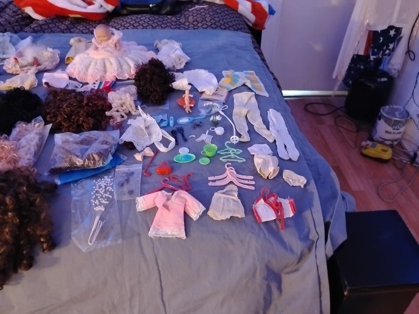 Baby Doll Accessories Hair, Hats, Shawls,Bottoms Ect