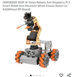 AI Vision Robotic Arm Raspberry Pi 5 Smart Robot Arm Mecanum Wheel Chassis Robot Car Kit(Without RPi Board) Programmable