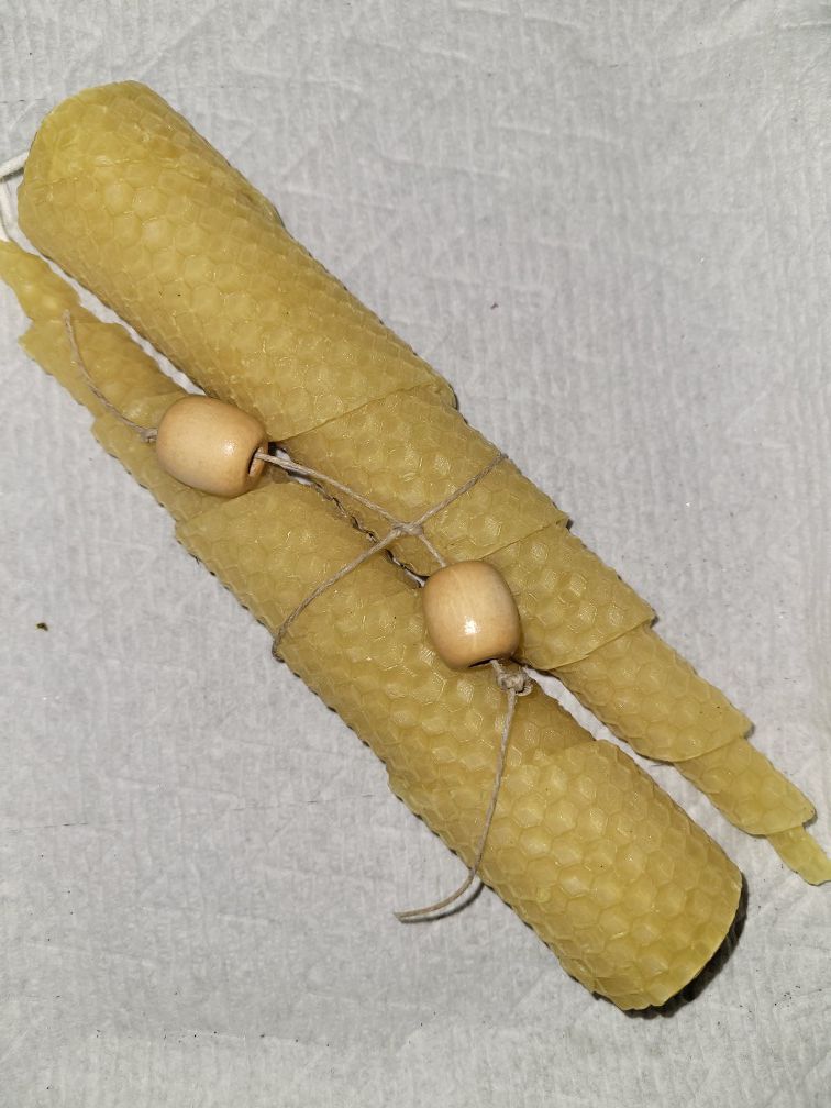 Pair Natural Beeswax Taper Candles