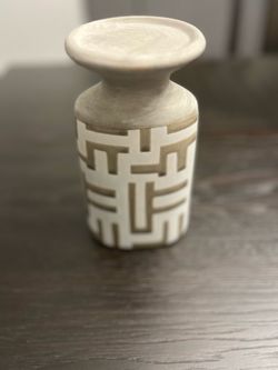 Modern Geometric Vase & Rattan Candle Lantern Set