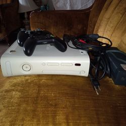 Xbox 360 Two Controllers And All Hook Up Cables. 