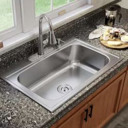 33 in. Drop-in Single Bowl 20-Gauge Stainless Steel Kitchen Sink Only