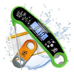 Instant Read Meat Thermometer Waterproof for Kitchen Cooking with Backlight and Calibration Feature(Green)

