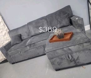 2-pc sectional sofa with pull-out bed & storage new in box
