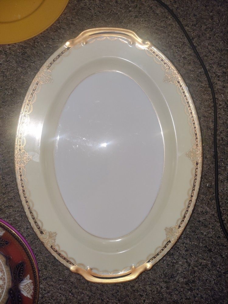 Noritake China "M" Vintage "Claudia" serving Dish, Gold Trim