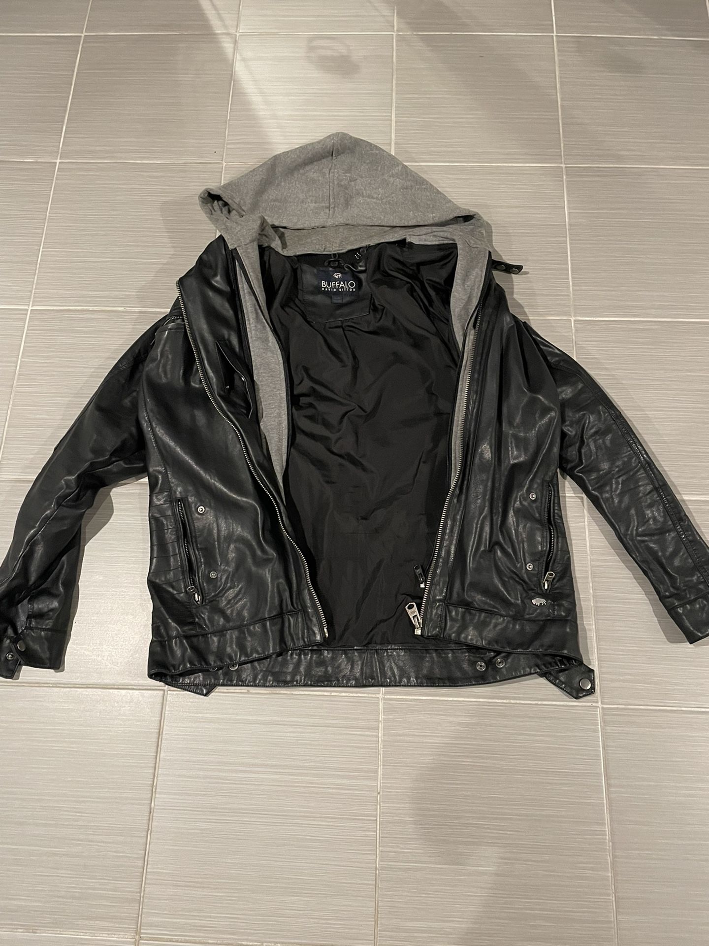 Vintage XL Men’s Faux Leather Bomber Jacket Coat Motorcycle - Buffalo By David Bitton