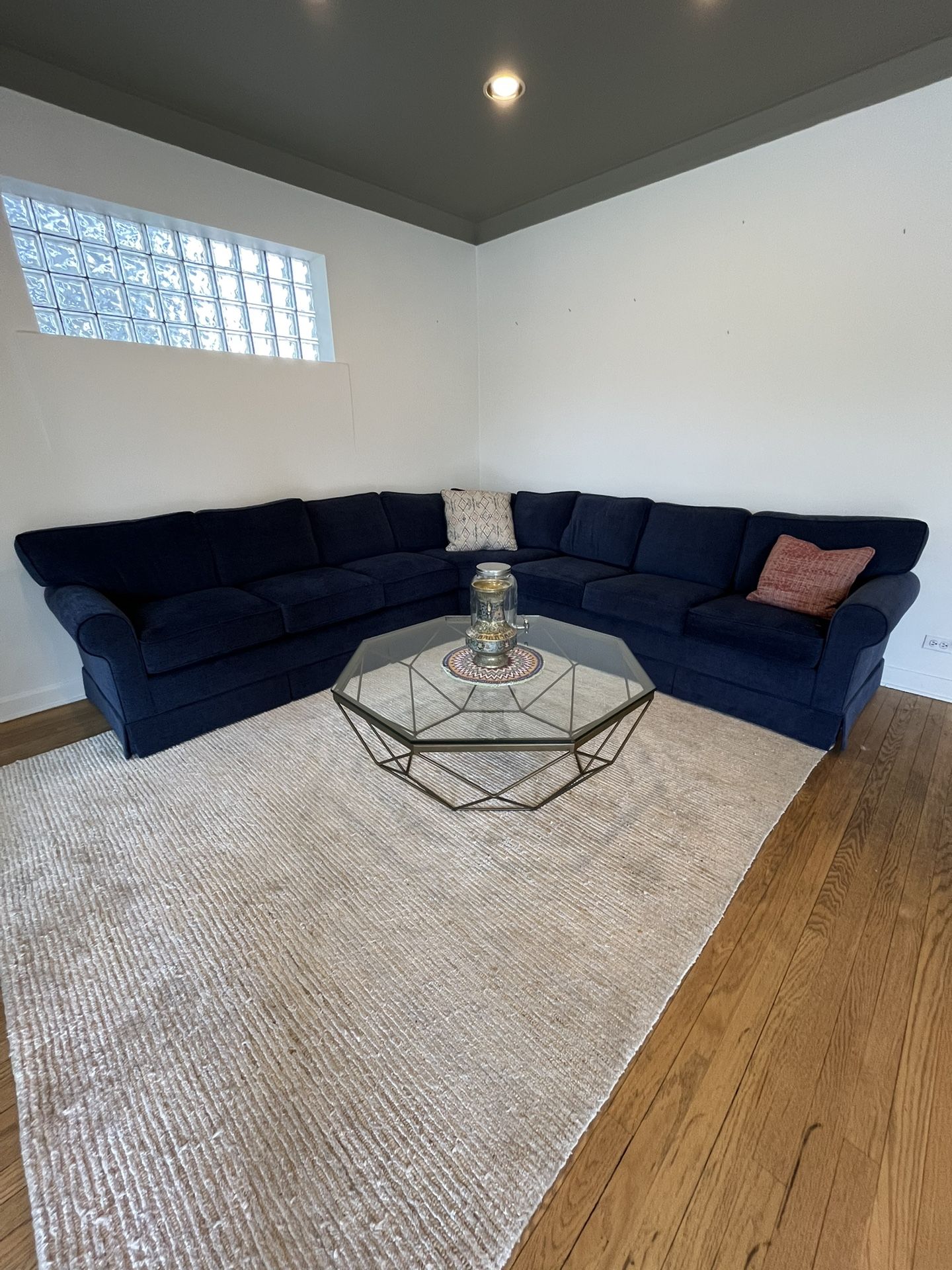 Walter E Smithe Sectional Sleeper Sofa In Navy