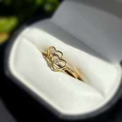 Jewelry 14k solid yellow gold diamonds 0.010CTW ring sz 7.00