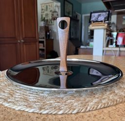 Kromex Stainless Steel with Wood Handle Serving Tray