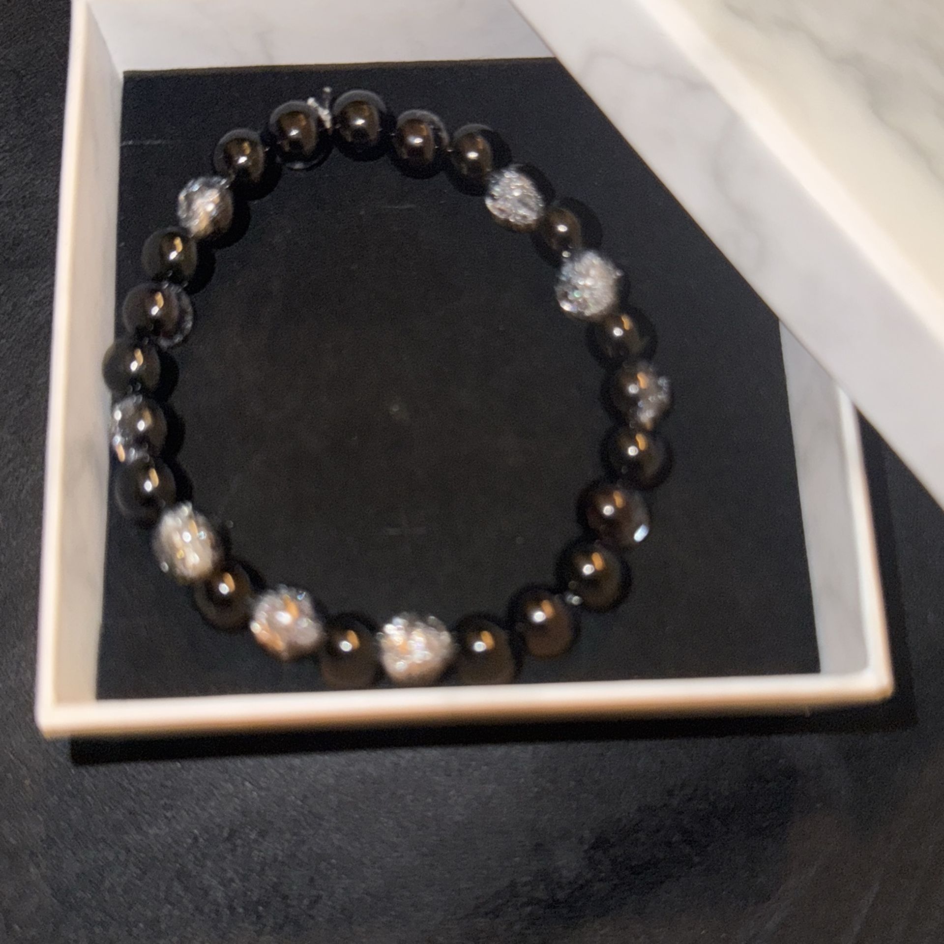 Black Crystal Beaded Bracelet