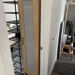 Tall Storage Cabinet - Light Wood