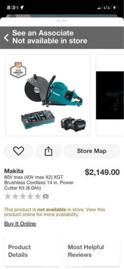Makita 80V max (40V max X2) XGT Brushless Cordless 14 in. Power Cutter Kit