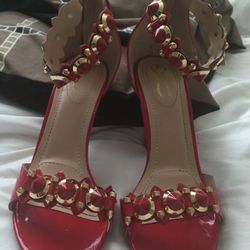 Red and gold heels