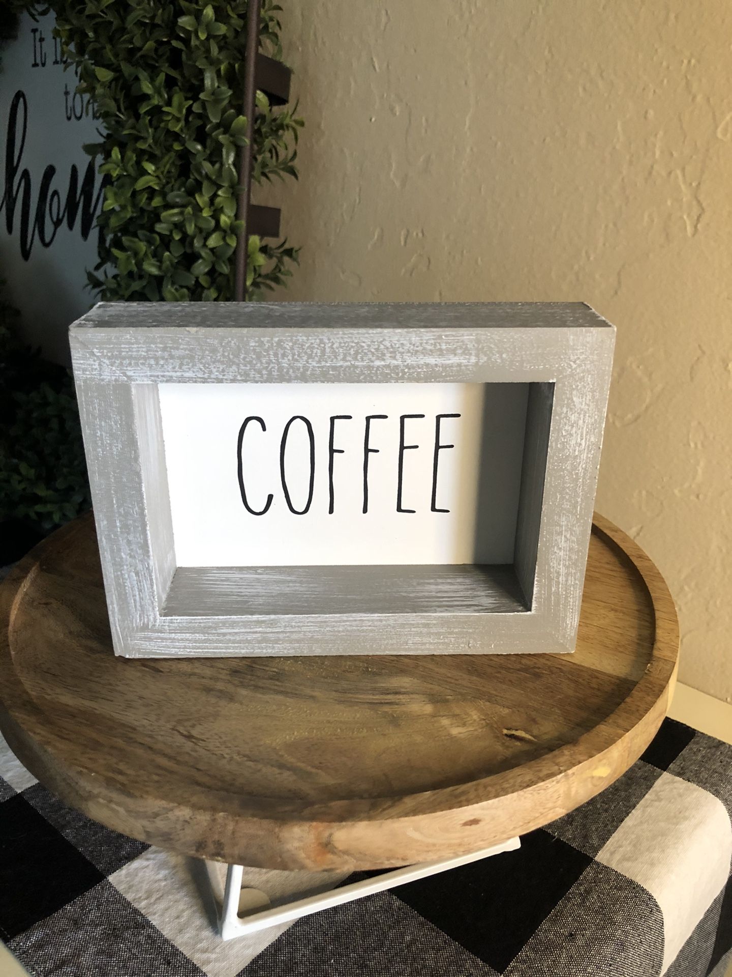 Small Cute COFFEE Wood Gray Sign