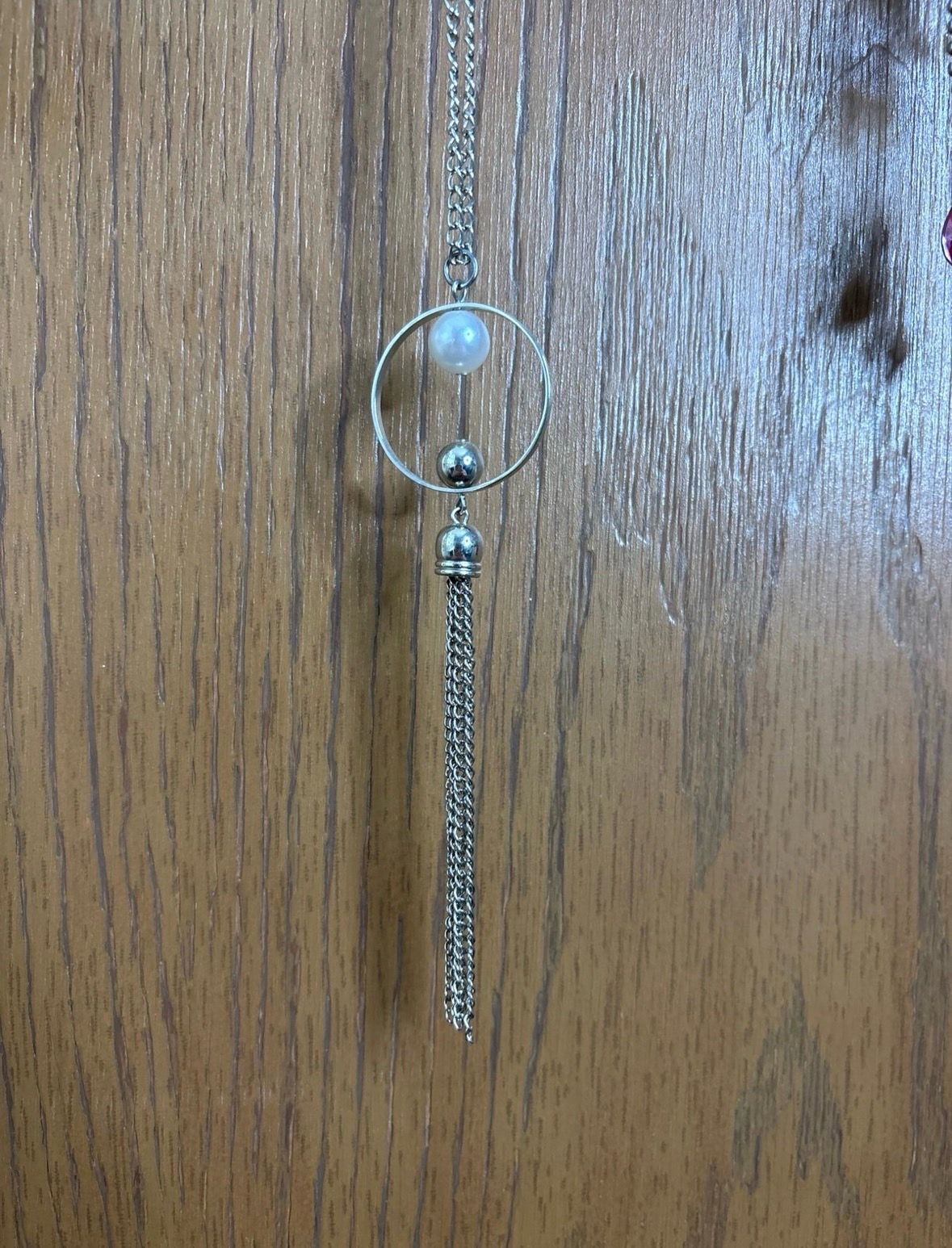 Silver hoop necklace with double lobster claw claps