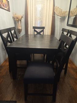 Dark Wood Dining Table with 6 Chairs