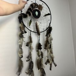 Large Dreamcatcher with Genuine Raccoon Tail – Statement Piece