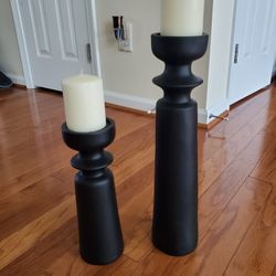 Black Matte Pillar Candle Holders 