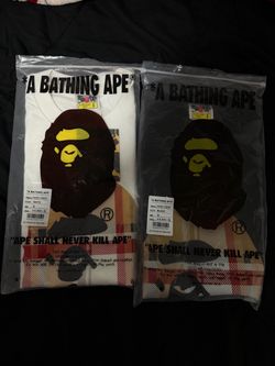 Black and white small Burberry X Bape shirt