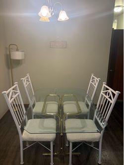 Glass Dining Table Set with 4 Chairs
