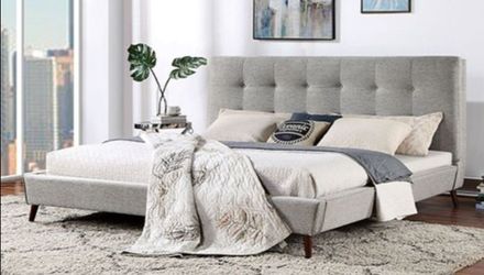 Brand New Grey Queen Platform Bed Frame (Available in California & Eastern King)