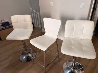 White Bar Stools and Chair Set of 3