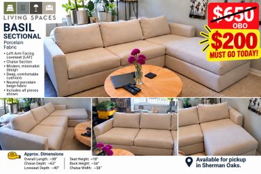 Living Spaces Basil Porcelain Sectional – $200 OBO