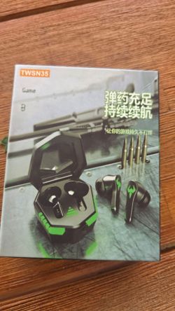 TWSN35 Gaming Earbuds — Green/Black Gamer Style, New