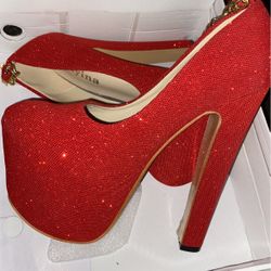 6” Red Platform Heels 