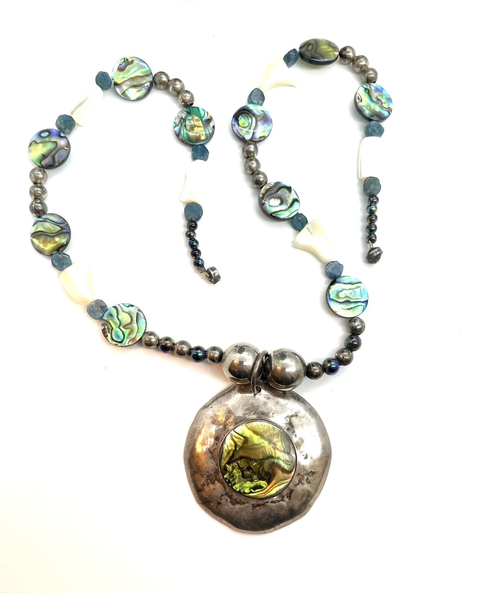 Long Abalone And Pearl Necklace