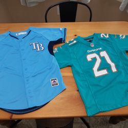 Youth Jersey's Size 10/12 TB Ray's & Miami Dolphins
