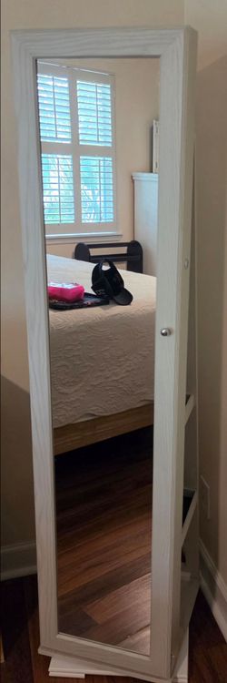 Rotating Jewelry Armoire with Full-Length Mirror