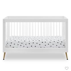 Delta Children Sloane 4-in-1 Crib with Toddler Bed Conversion, Bianca White