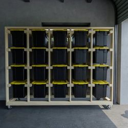 Storage Shelf Rack For Costco Bins / Totes (.27 Gallon) Work Bench, Mobile Shelf Unit, Garage Organizer 
