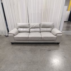 ANNI Light Grey Three-Seater Couch in Leather