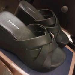 Black Wedge Sandals 