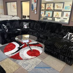 New Black Fabric Sectional