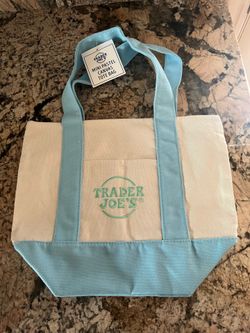 Trader Joe's Mini Pastel Canvas Tote Bag in Baby Blue