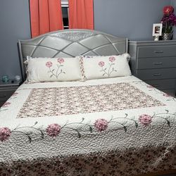 Beautiful King Bedroom Set-silver