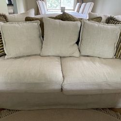 Marseilles Slipcover Deep-seated Loveseat With Two French Accent Chairs