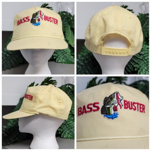 Vtg Bass Buster Snapback Hat Rope Fishing